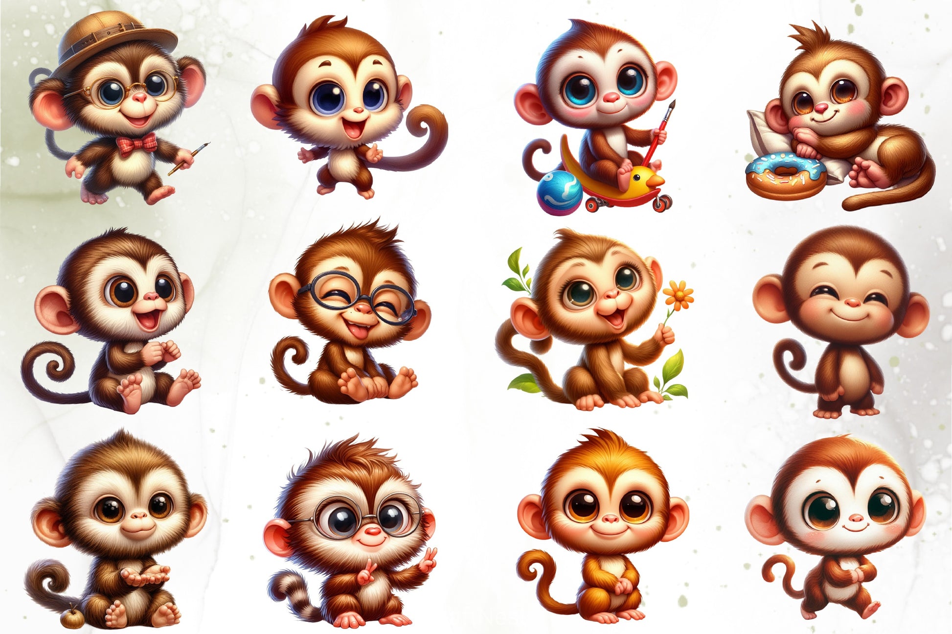 Cute Monkey Clipart Bundle 3 - CraftNest - Digital Crafting and Art