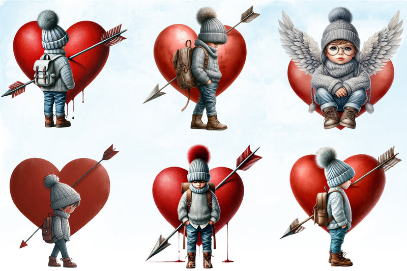 Valentine Cupid Boy Clipart Bundle - CraftNest - Digital Crafting and Art