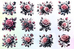 Black & Pink Roses Clipart Bundle - CraftNest - Digital Crafting and Art