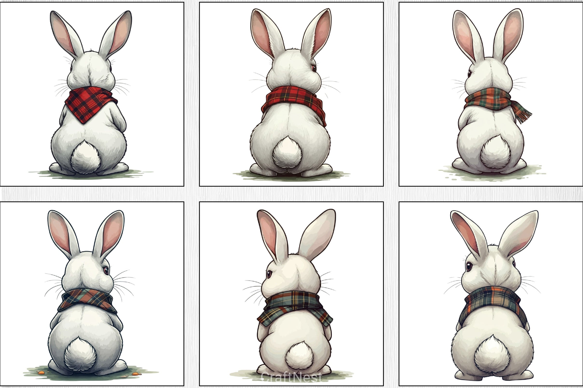 Bunny Back View Clipart Bundle 2 - CraftNest - Digital Crafting and Art