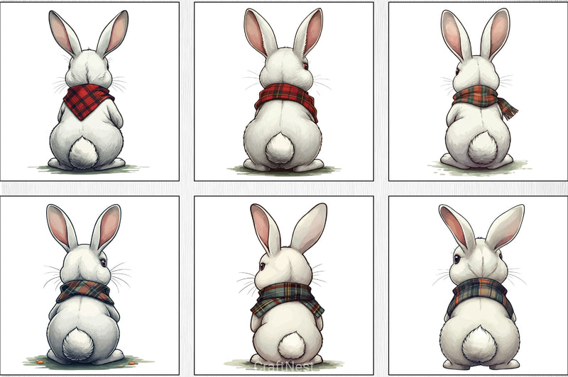 Bunny Back View Clipart Bundle 2 - CraftNest - Digital Crafting and Art