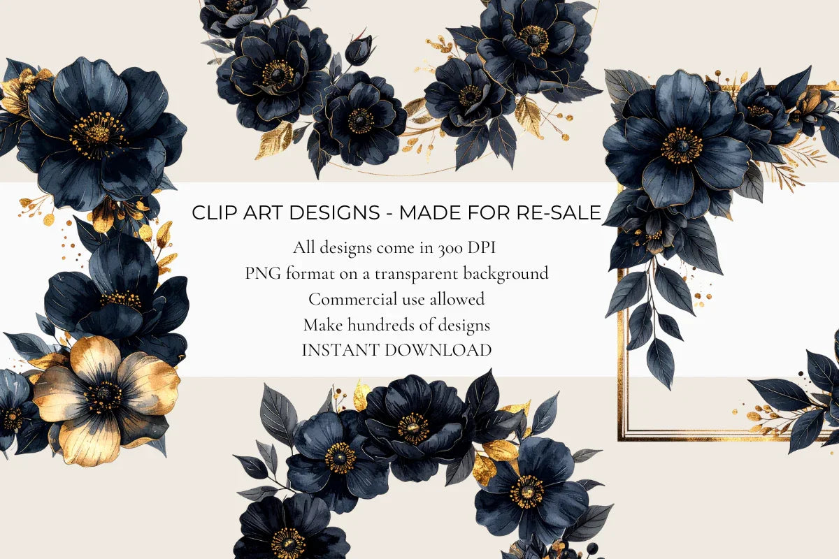 Dark Botanical Frames Clipart - CraftNest - Digital Crafting and Art