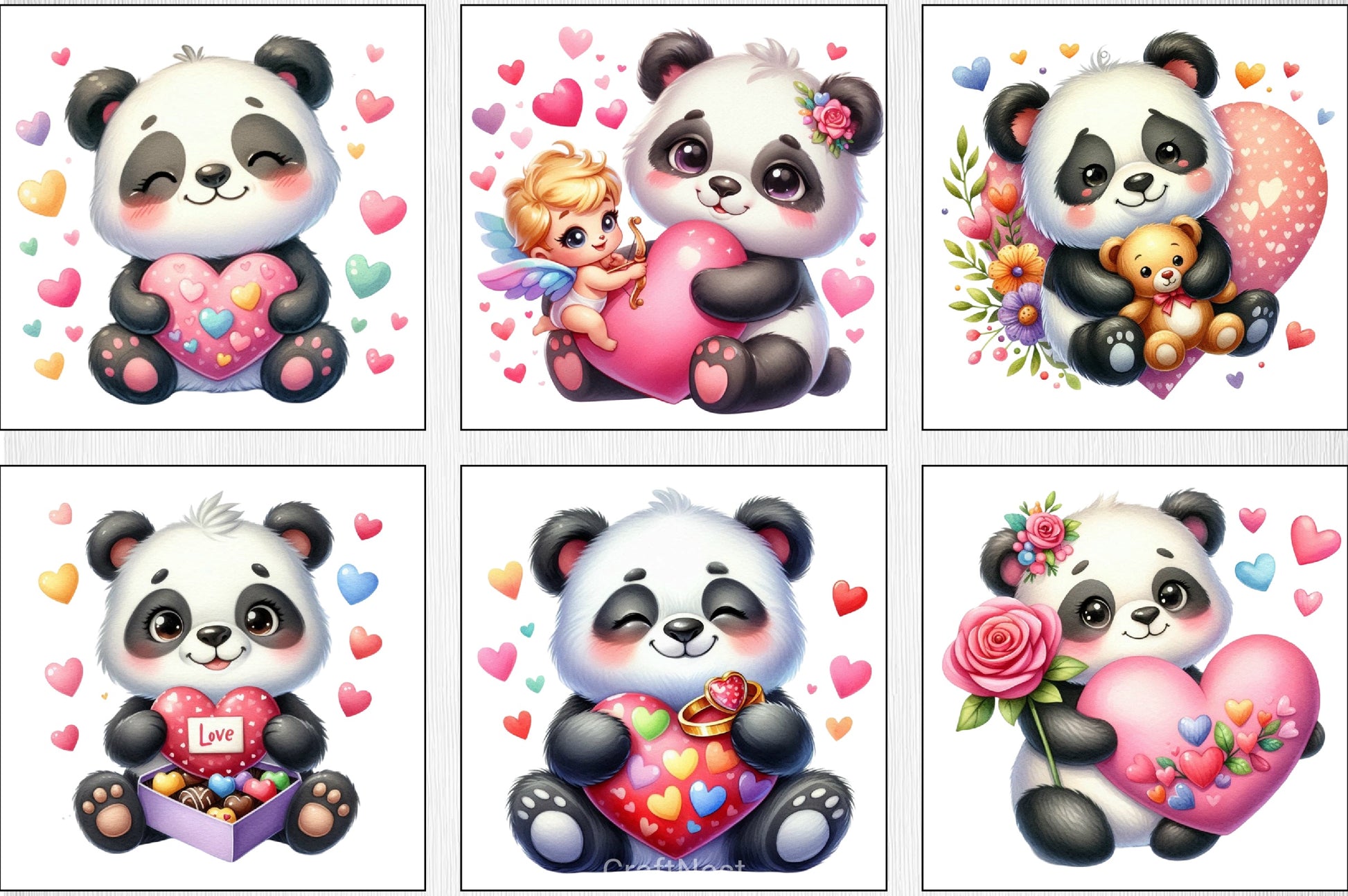 Valentine's Day Love Panda Clipart Bundle - CraftNest - Digital Crafting and Art