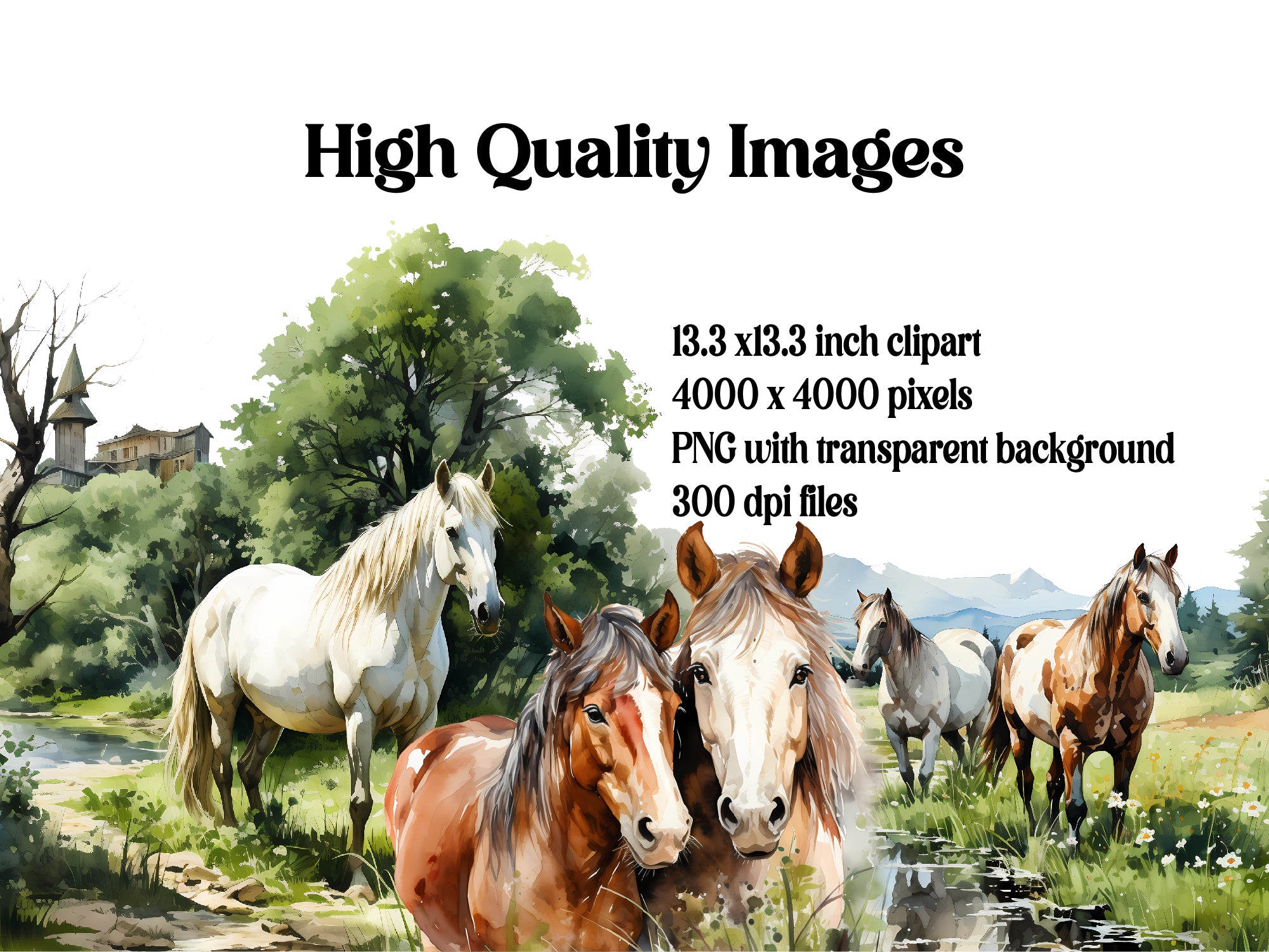 Horses In Nature Clipart - CraftNest