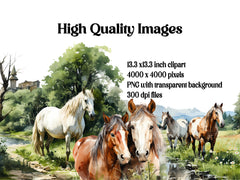 Horses In Nature Clipart - CraftNest