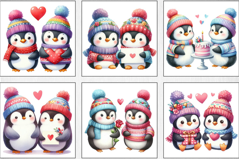 Valentine Penguins Clipart Bundle - CraftNest - Digital Crafting and Art