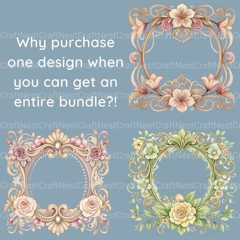 Floral Frames Clipart Bundle 3 - CraftNest - Digital Crafting and Art