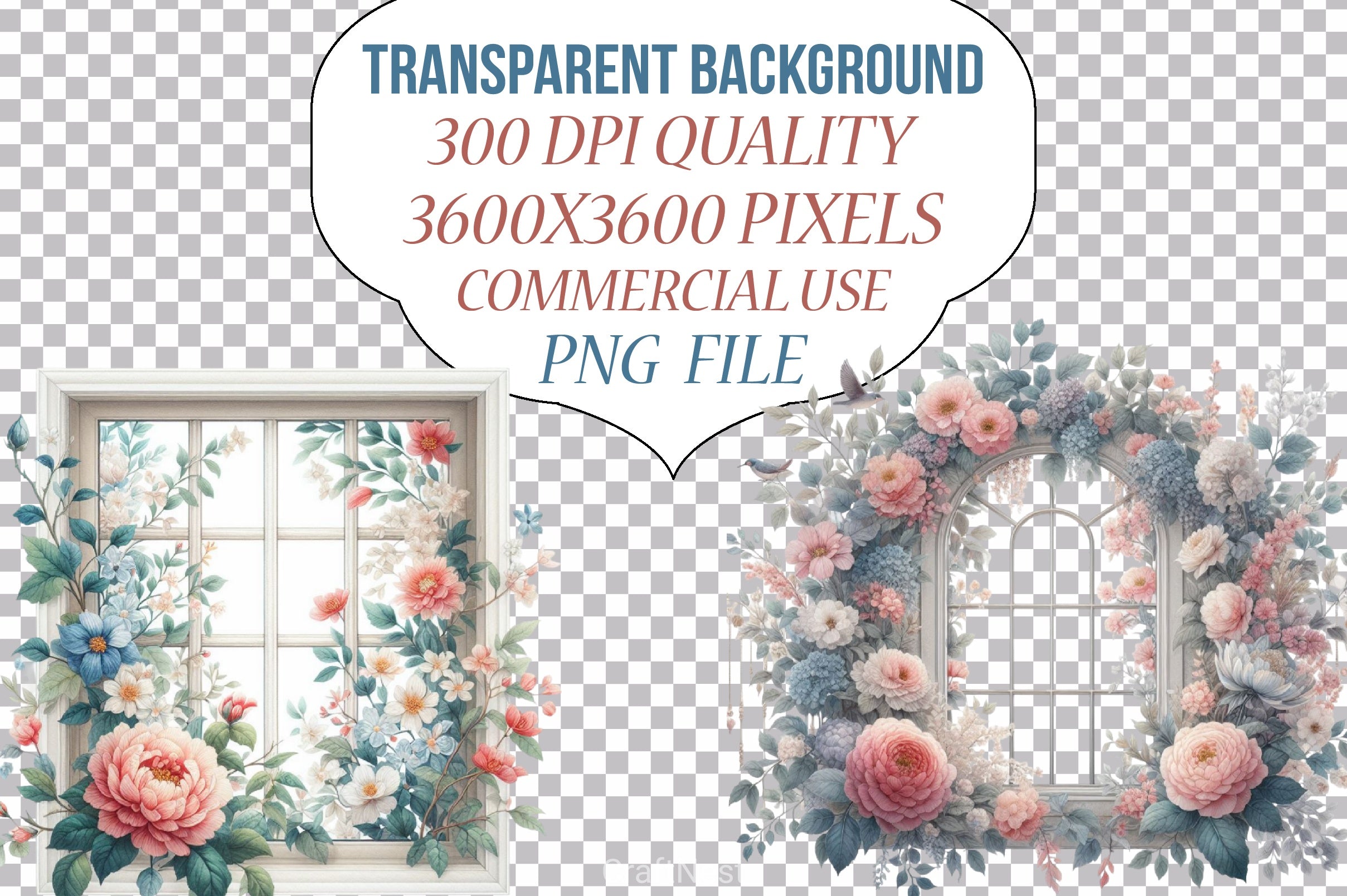 Floral Window Clipart Bundle - CraftNest - Digital Crafting and Art