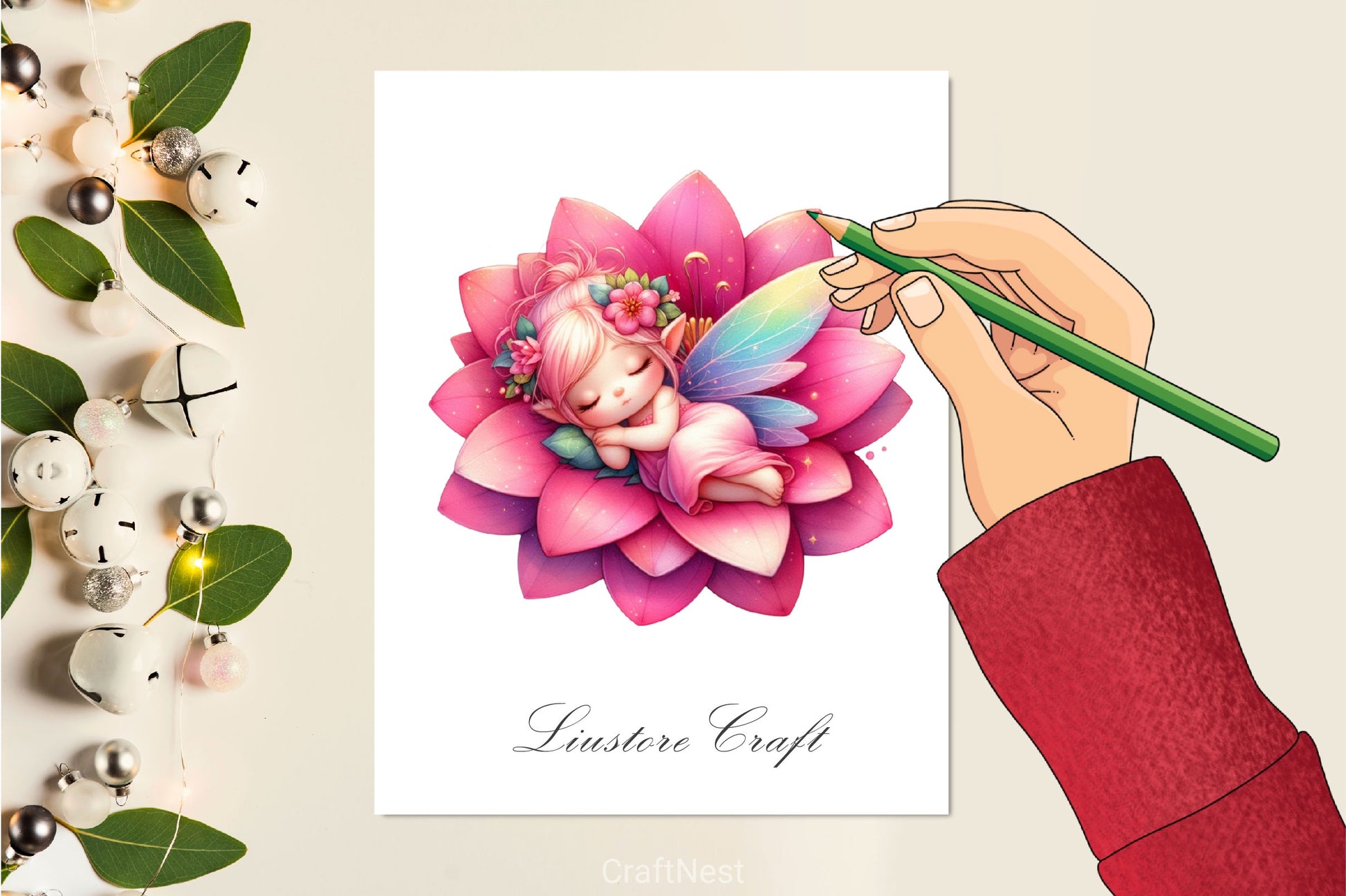 Baby Fairy Sleeping On Flower Clipart Bundle 4 - CraftNest - Digital Crafting and Art