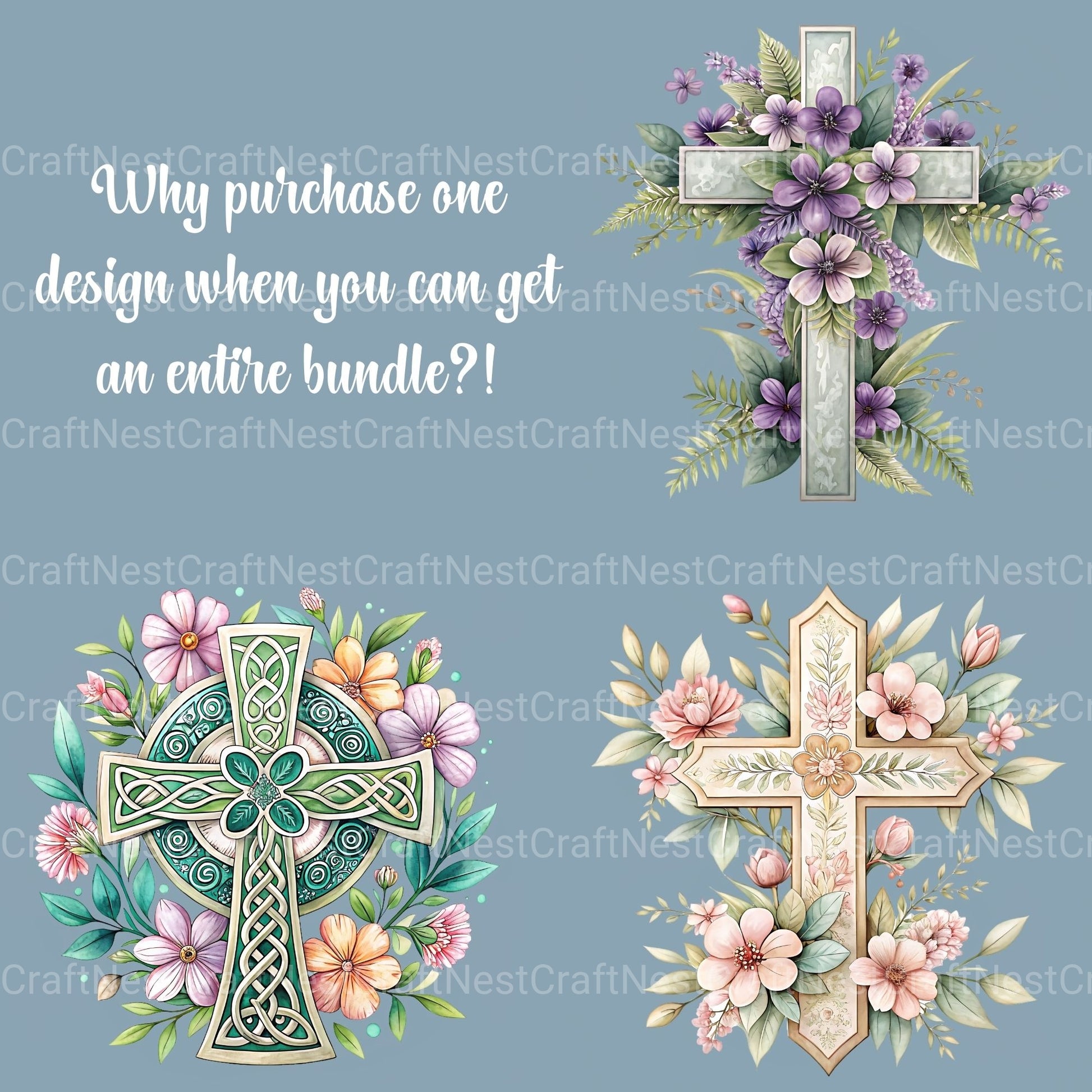 Cross Floral Clipart Bundle 3 - CraftNest - Digital Crafting and Art