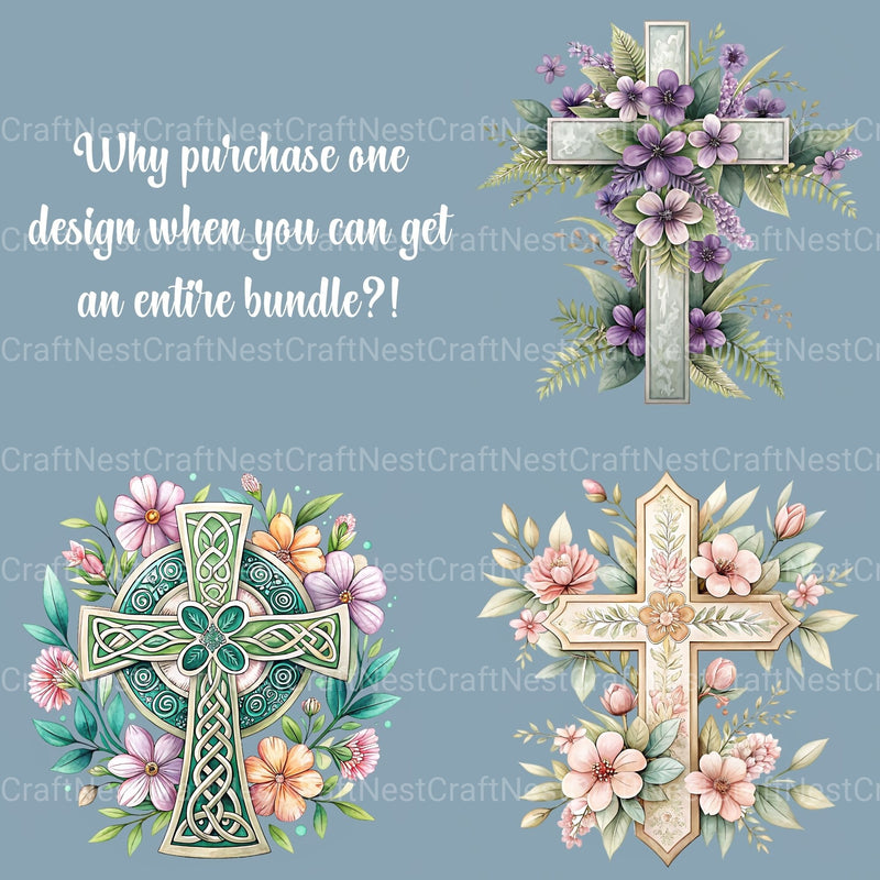 Cross Floral Clipart Bundle 3 - CraftNest - Digital Crafting and Art