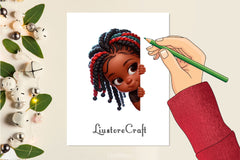 Peeking African American Little Girl Clipart Bundle 4 - CraftNest - Digital Crafting and Art