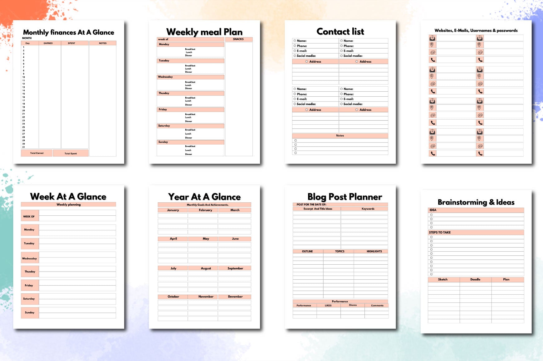 Working From Home Planner