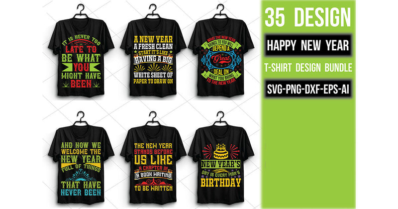 Happy New Year T Shirt Bundle - CraftNest - Digital Crafting and Art