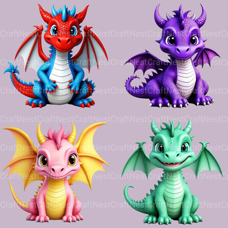 Dragons Clipart Bundle - CraftNest - Digital Crafting and Art