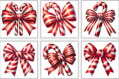 Candy Cane Bow Clipart Bundle - CraftNest - Digital Crafting and Art