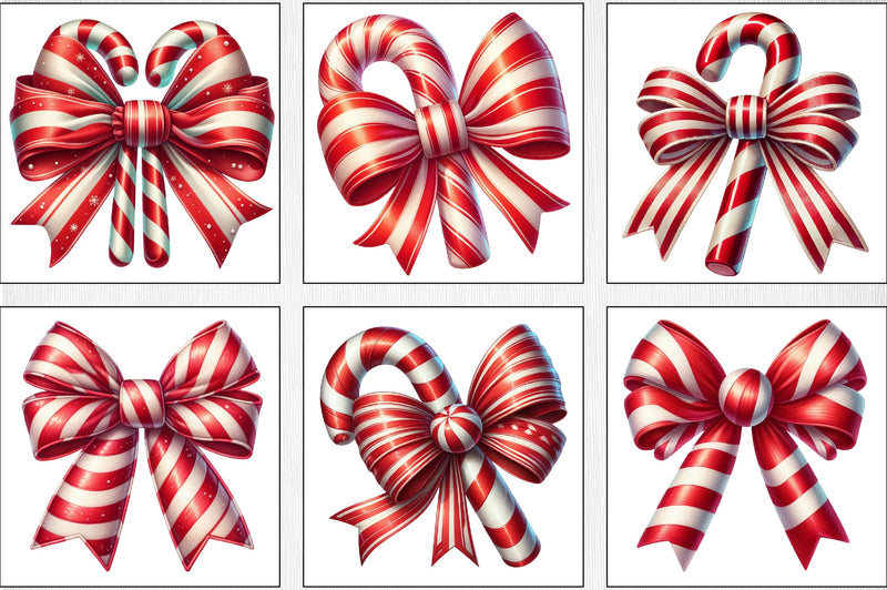 Candy Cane Bow Clipart Bundle - CraftNest - Digital Crafting and Art