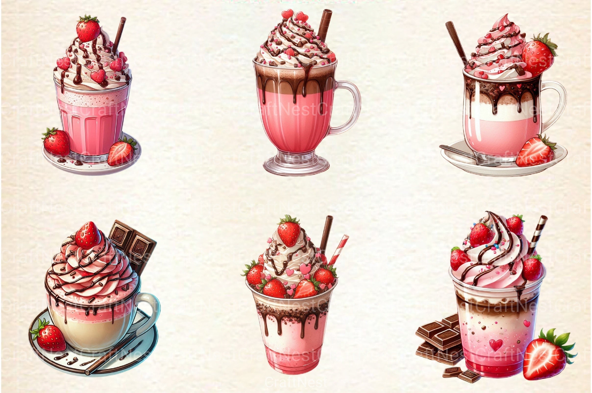 Valentine Festive Coffee Clipart Bundle 2 - CraftNest - Digital Crafting and Art