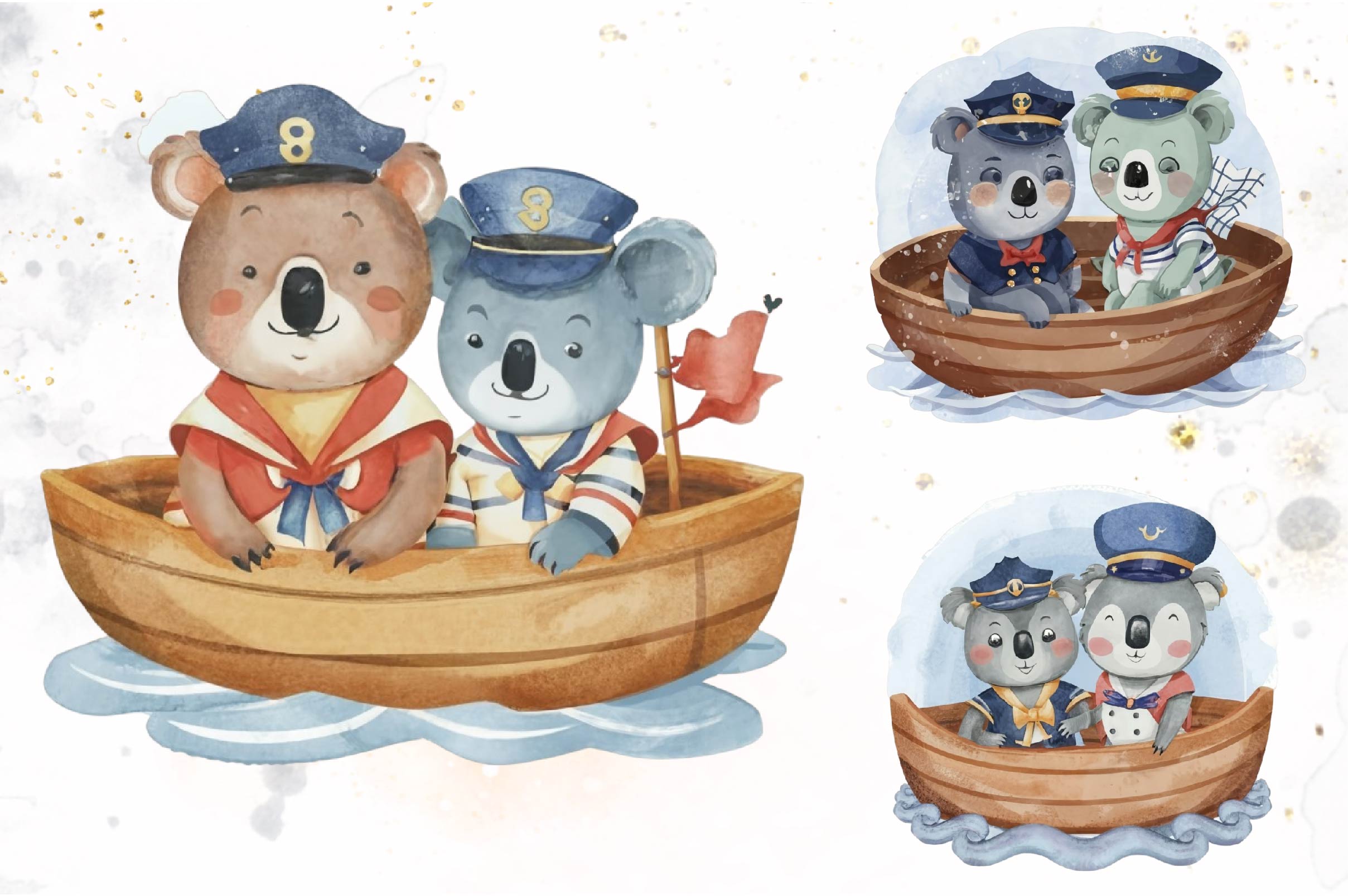 Cute Teddy Bear In Ship Clipart Bundle - CraftNest - Digital Crafting and Art