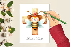 Cute Bee Wooden In A Cross Clipart Bundle - CraftNest - Digital Crafting and Art