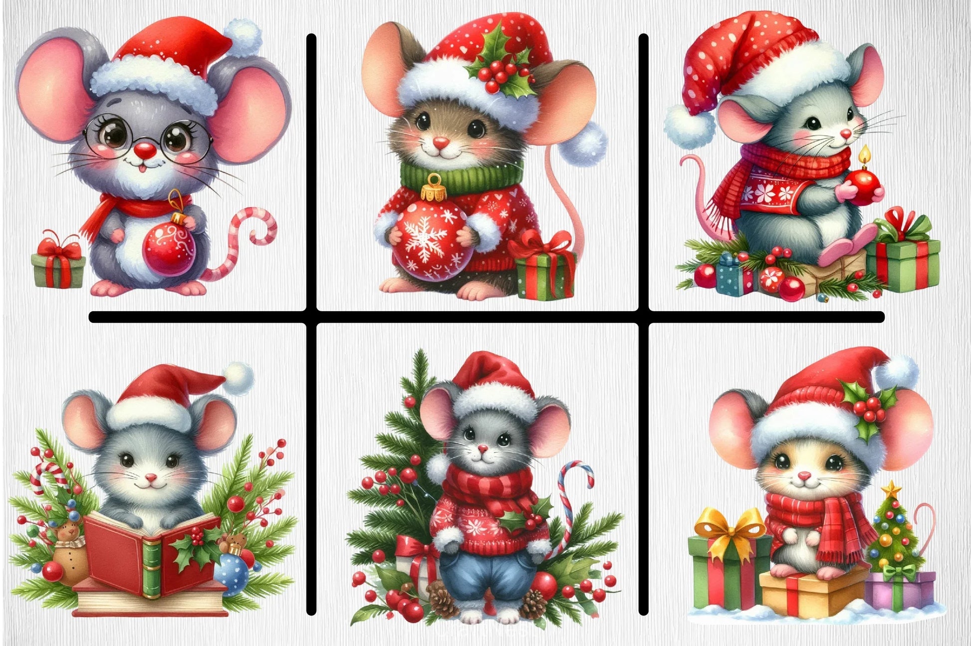 Christmas Mouse Clipart Bundle - CraftNest - Digital Crafting and Art