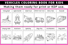 Vehicles Coloring Book for Kids - CraftNest - Digital Crafting and Art