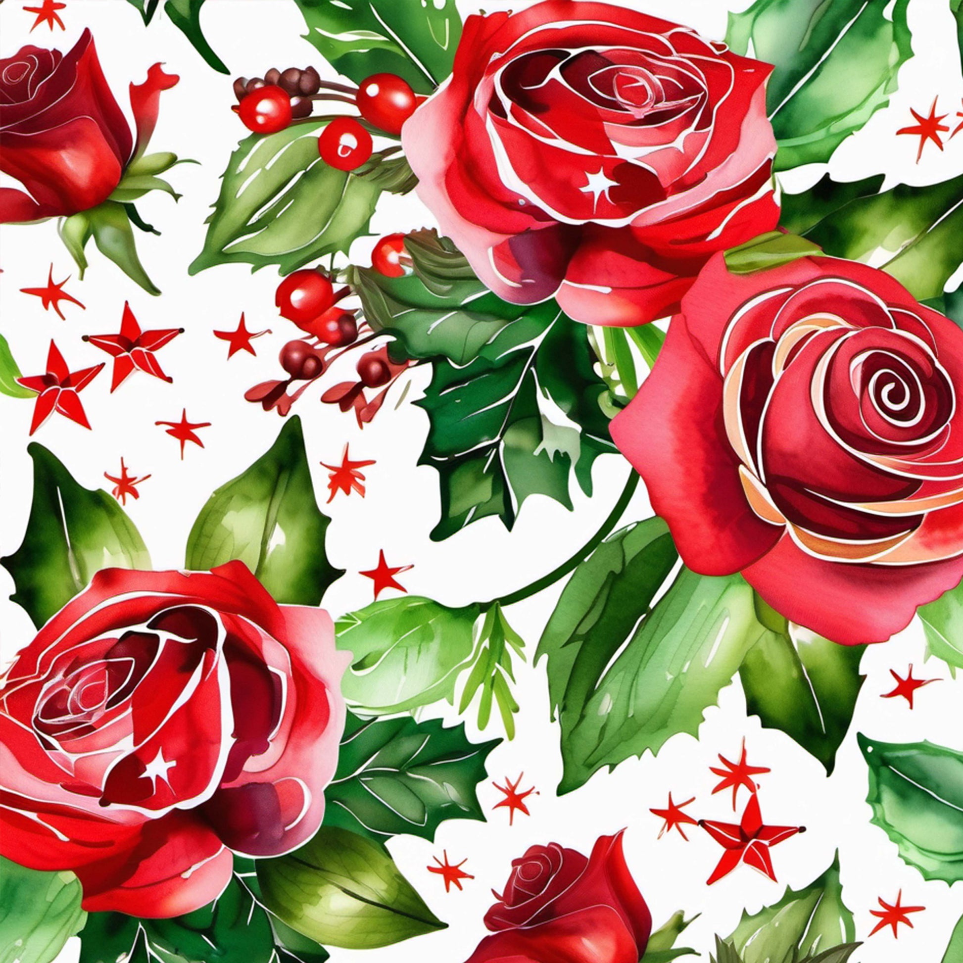 Christmas Roses Seamless Digital Paper - CraftNest - Digital Crafting and Art