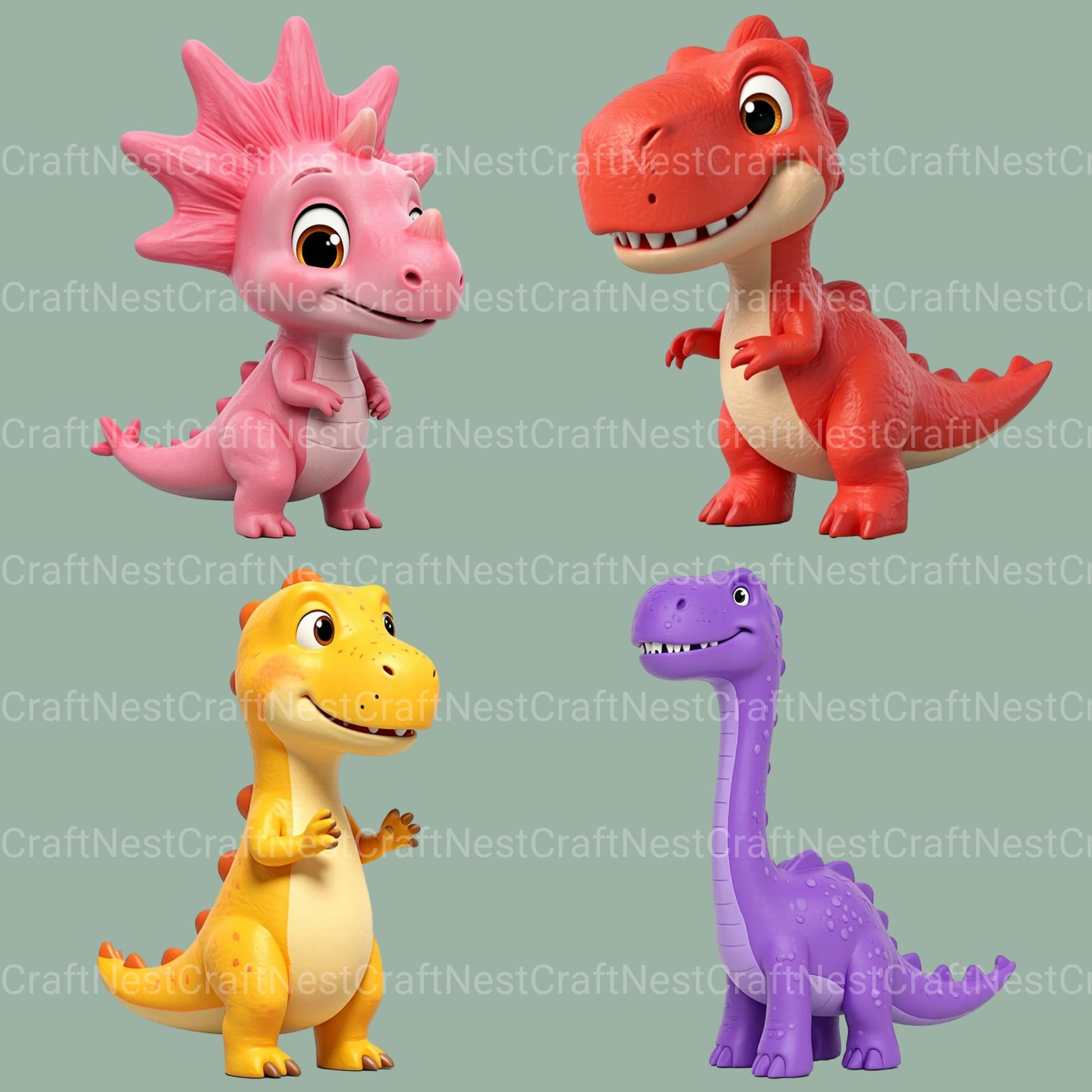 3D Baby Dinos Clipart Bundle - CraftNest - Digital Crafting and Art
