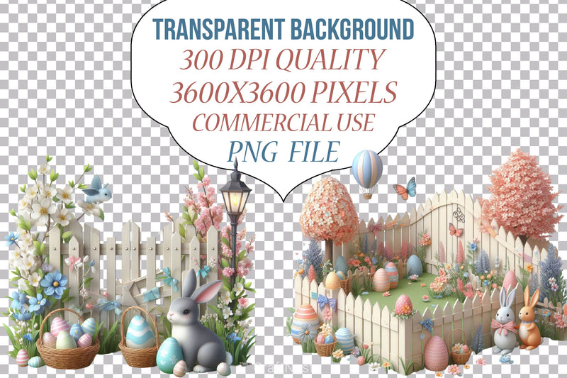 Easter Bunny Fences Clipart Bundle - CraftNest - Digital Crafting and Art