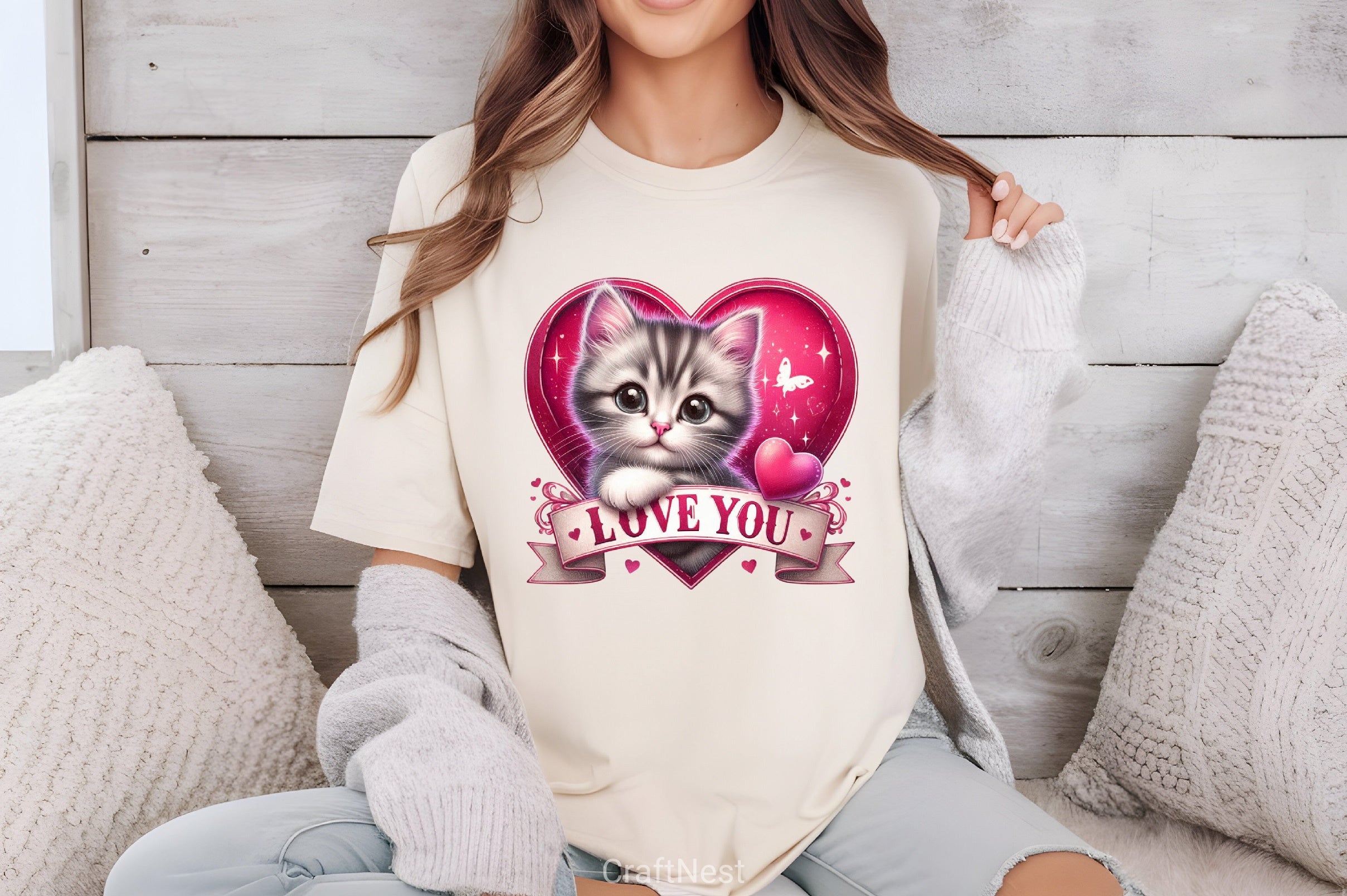 Love You Cat Valentine's Day Clipart Bundle 1 - CraftNest - Digital Crafting and Art