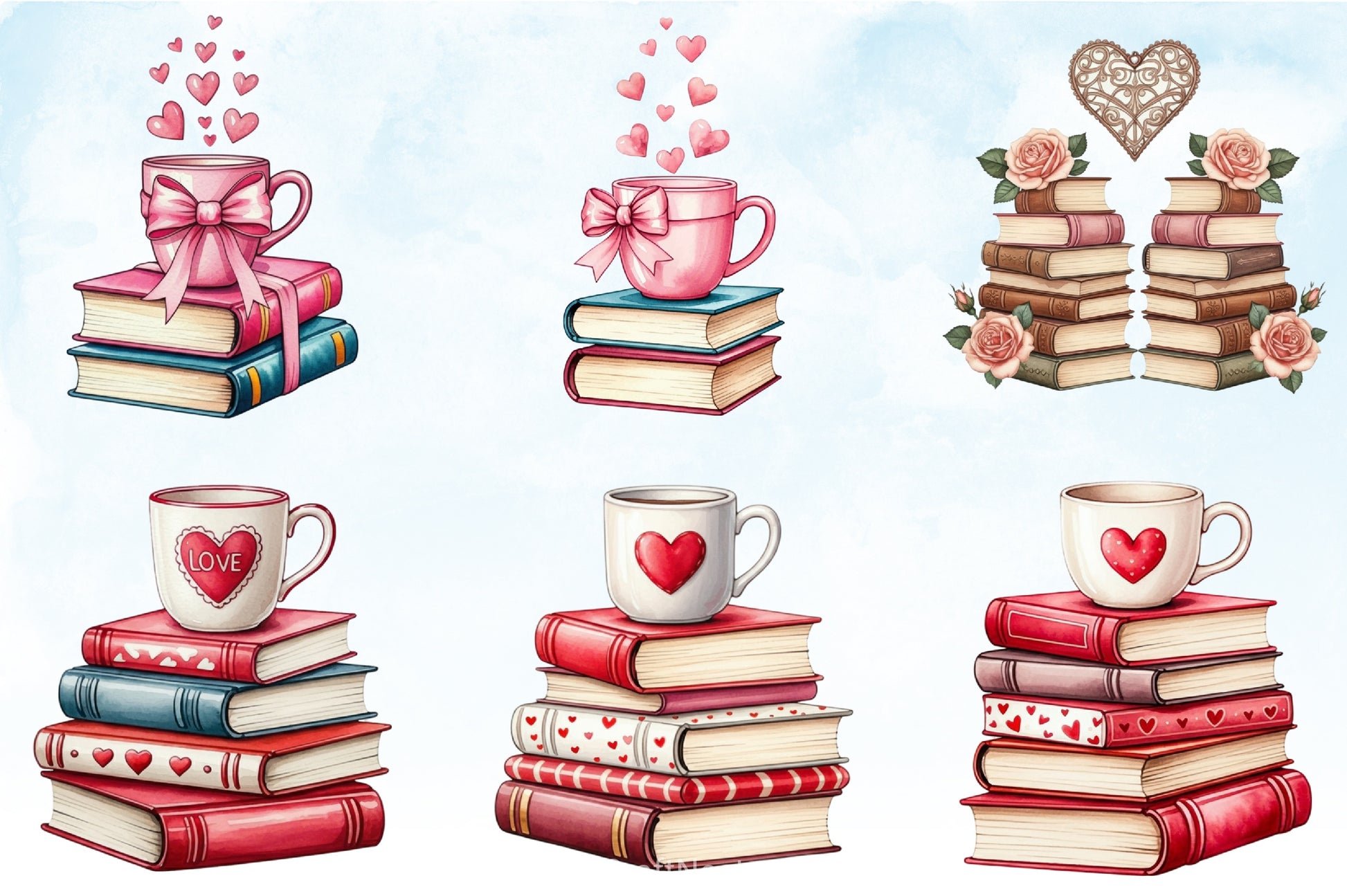 Retro Book Valentine Clipart Bundle - CraftNest - Digital Crafting and Art