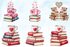 Retro Book Valentine Clipart Bundle - CraftNest - Digital Crafting and Art