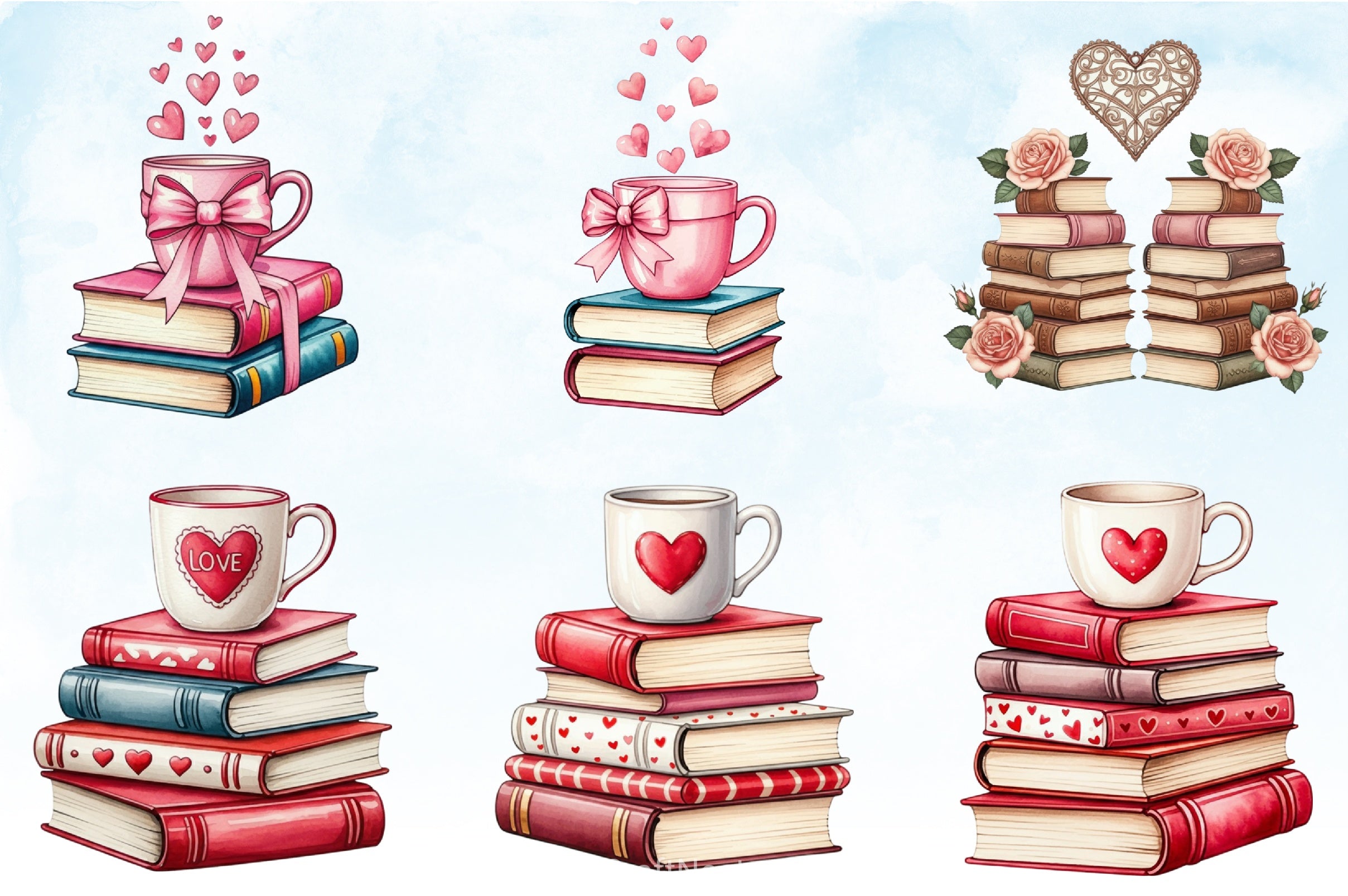 Retro Book Valentine Clipart Bundle - CraftNest - Digital Crafting and Art