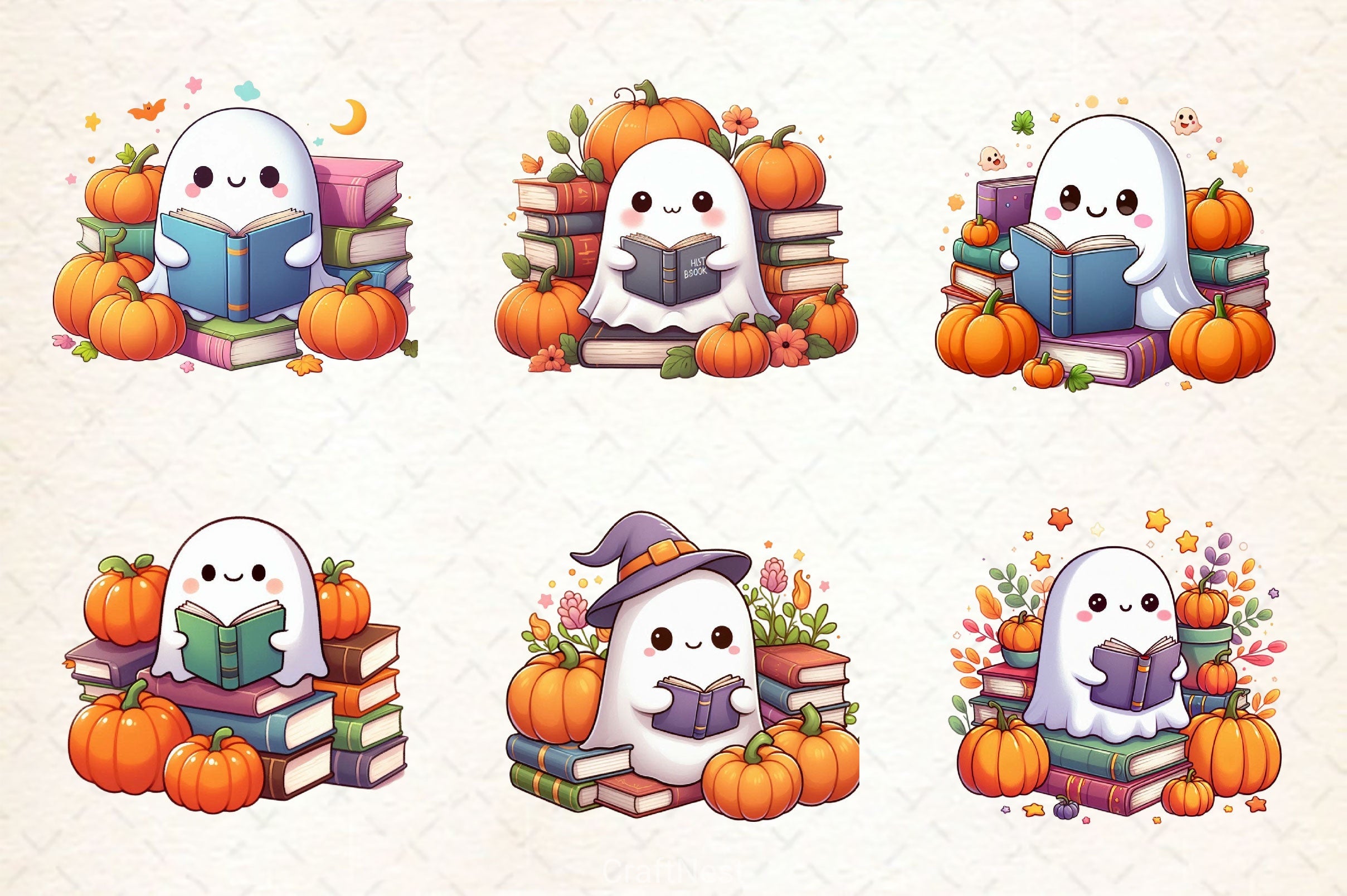 Ghost Reading Book Clipart Bundle 3 - CraftNest - Digital Crafting and Art
