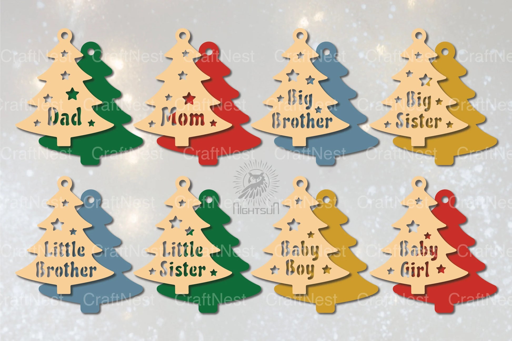 Family Christmas Laser Cut Ornament SVG Bundle - CraftNest - Digital Crafting and Art