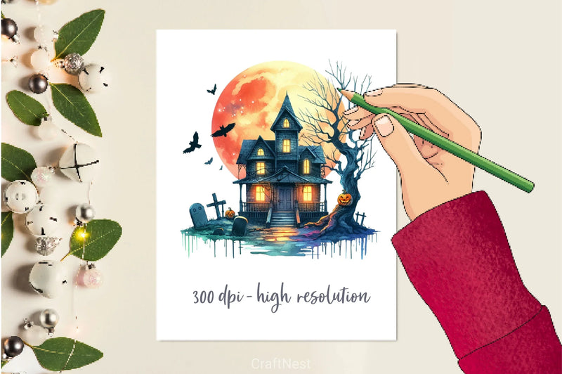 Halloween House Clipart Bundle 4 - CraftNest - Digital Crafting and Art
