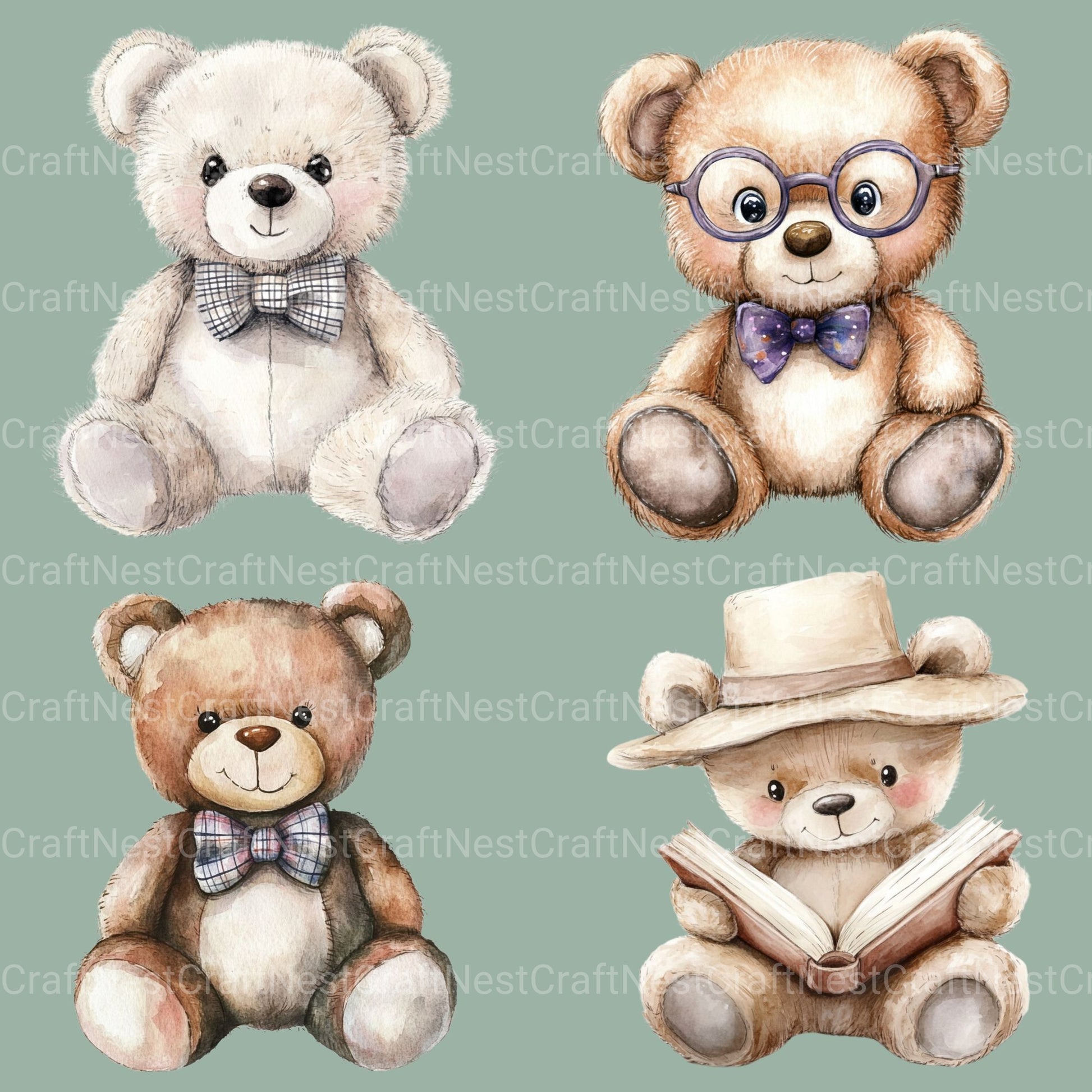Teddy Bears 2 Clipart Bundle - CraftNest - Digital Crafting and Art