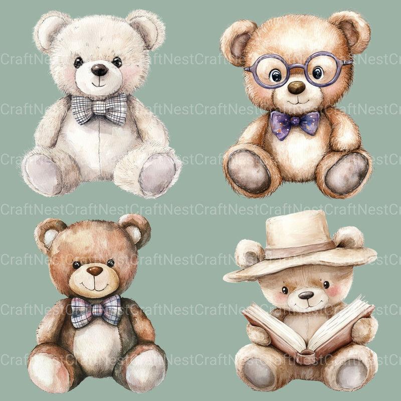 Teddy Bears 2 Clipart Bundle - CraftNest - Digital Crafting and Art