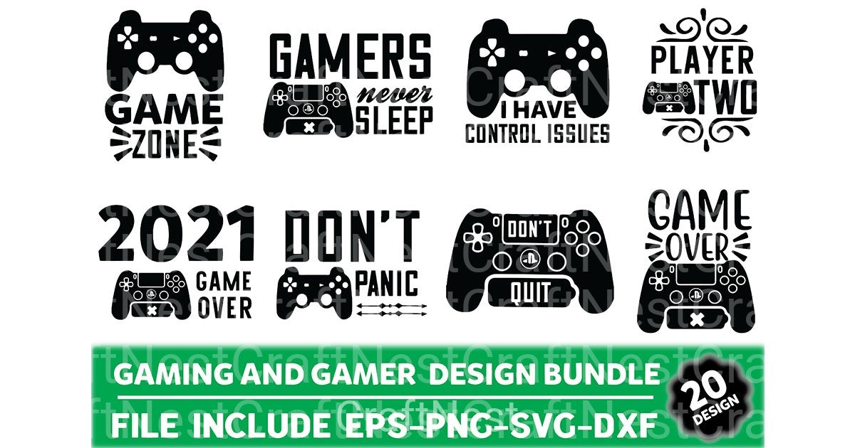 Gaming and Gamer Design Bundle - CraftNest - Digital Crafting and Art