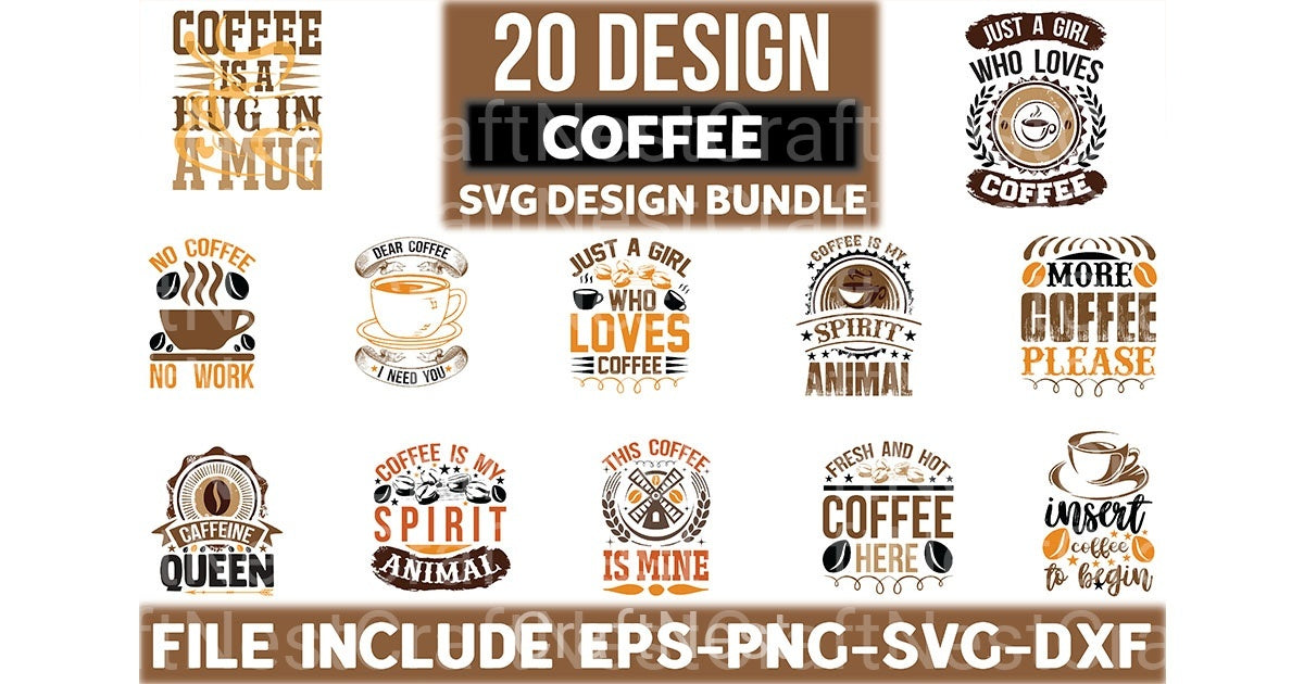 Coffee T Shirt Design 20 Bundle - CraftNest - Digital Crafting and Art
