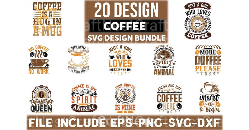 Coffee T Shirt Design 20 Bundle - CraftNest - Digital Crafting and Art