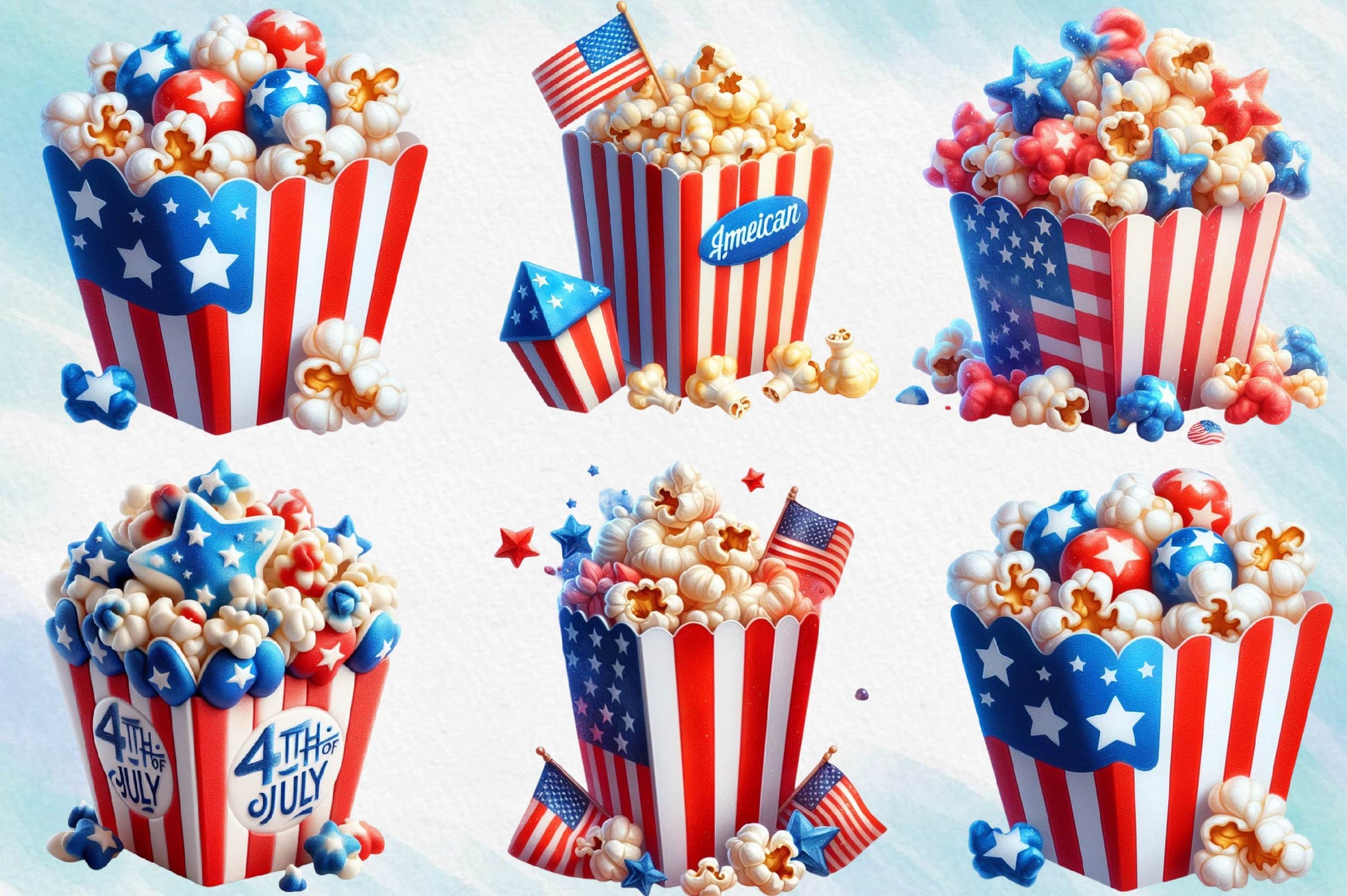 4th Of July Popcorn Bucket Clipart Bundle - CraftNest - Digital Crafting and Art