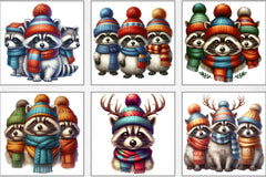 Christmas Raccoons Clipart Bundle - CraftNest - Digital Crafting and Art