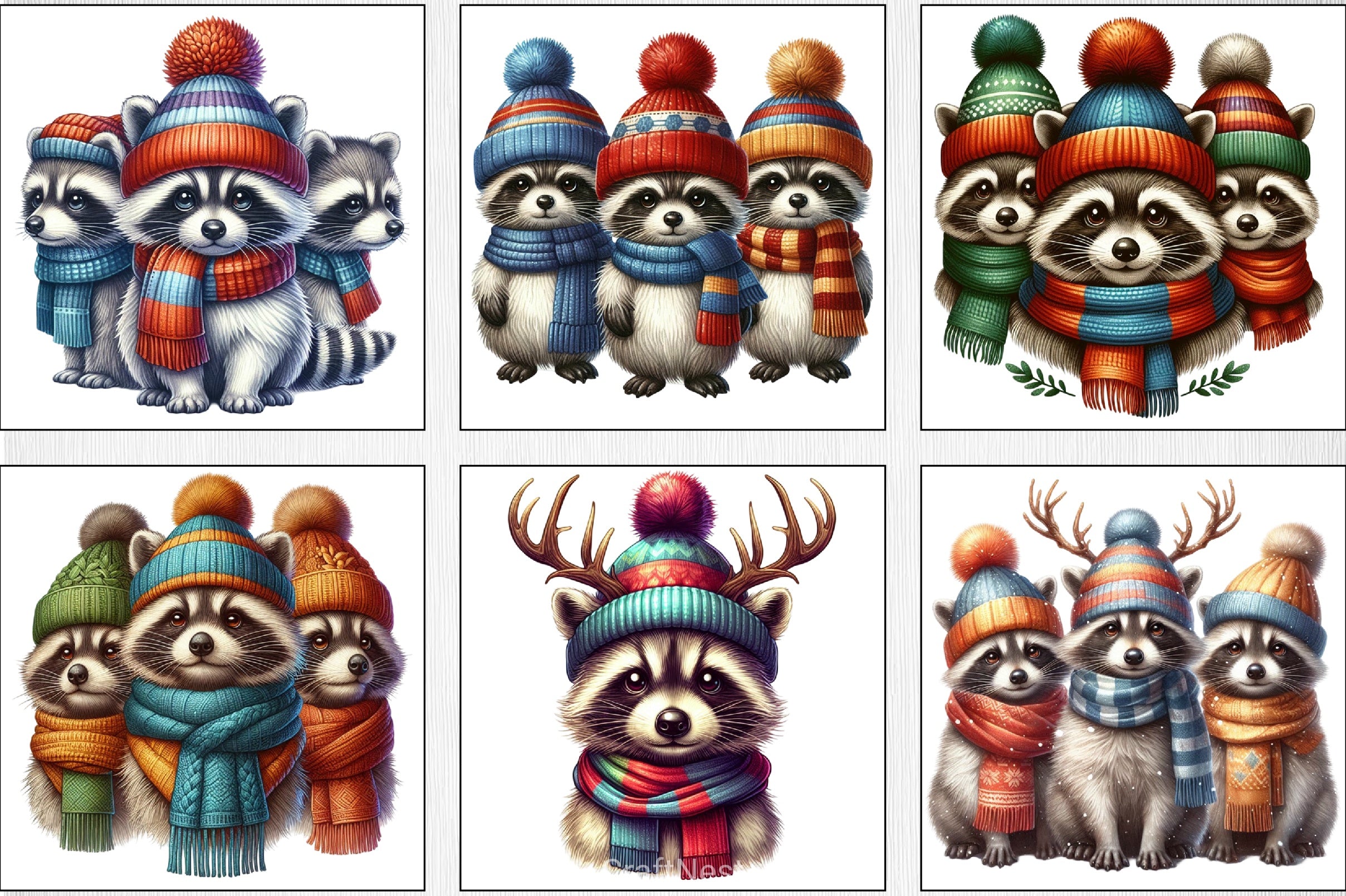 Christmas Raccoons Clipart Bundle - CraftNest - Digital Crafting and Art