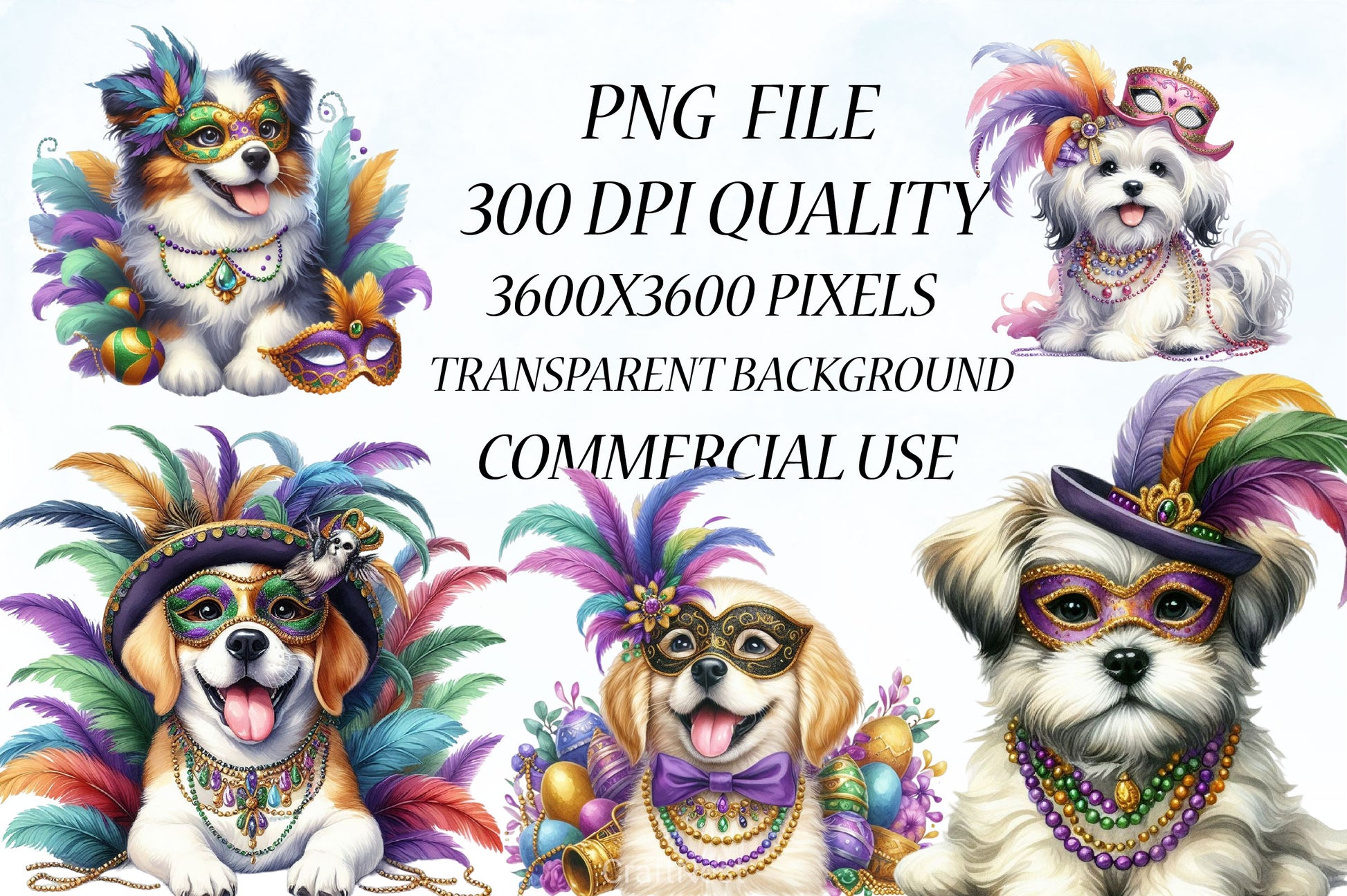 Cute Dog Mardi Gras Clipart Bundle - CraftNest - Digital Crafting and Art