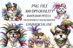 Cute Dog Mardi Gras Clipart Bundle - CraftNest - Digital Crafting and Art