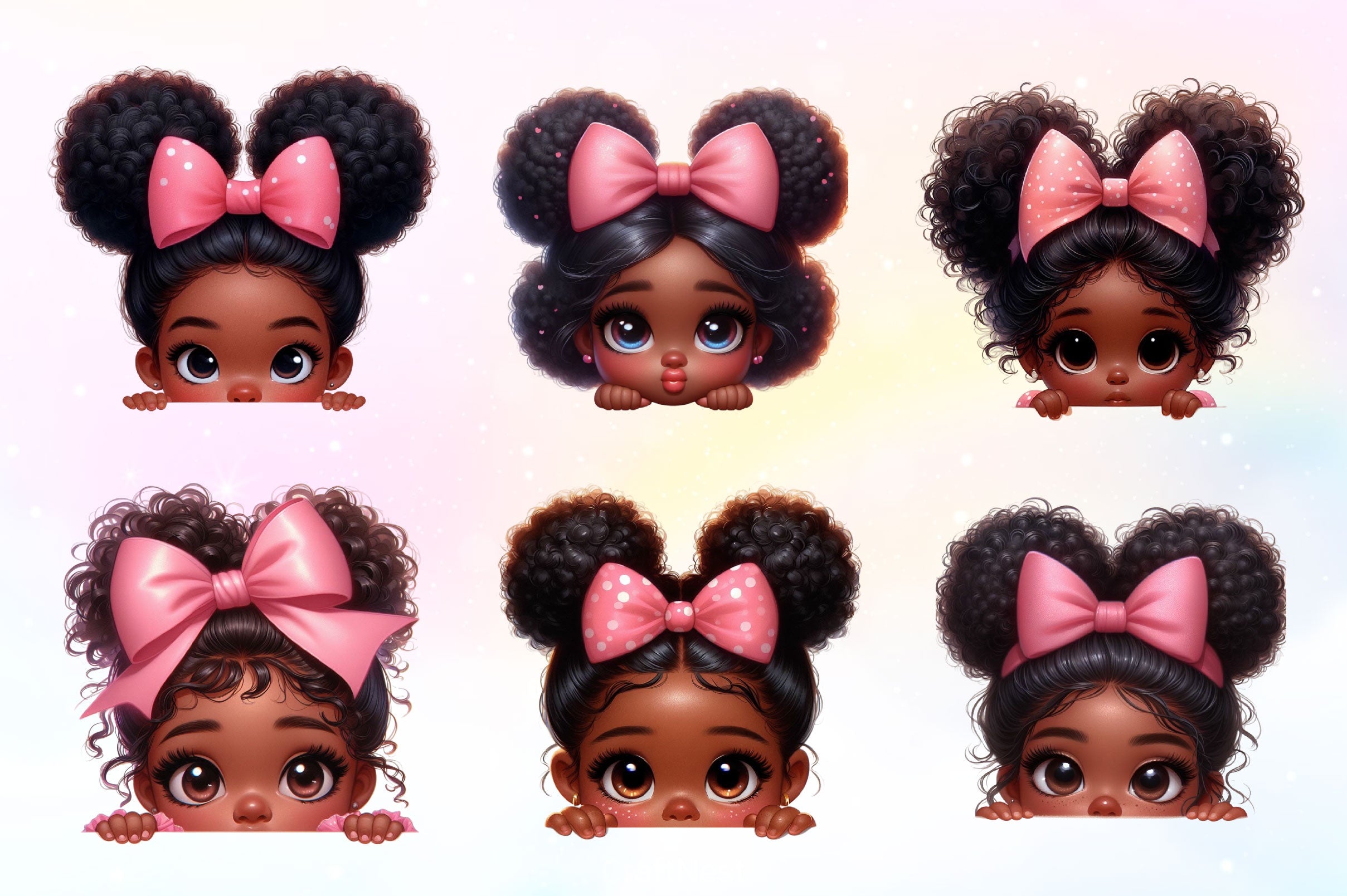 Peekaboo African Black Girl Clipart Bundle - CraftNest - Digital Crafting and Art
