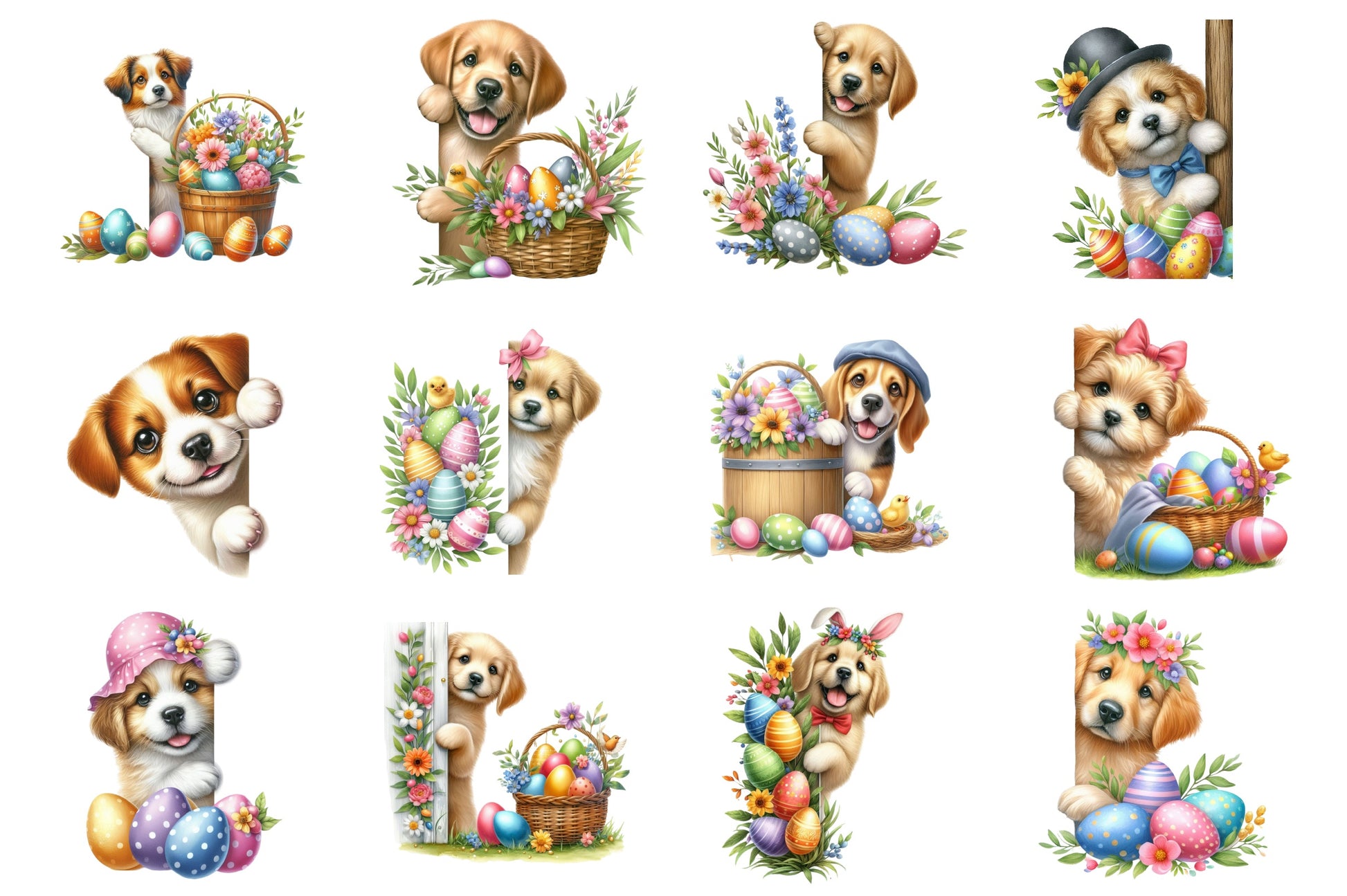 Easter Dog Peeking Clipart Bundle - CraftNest - Digital Crafting and Art