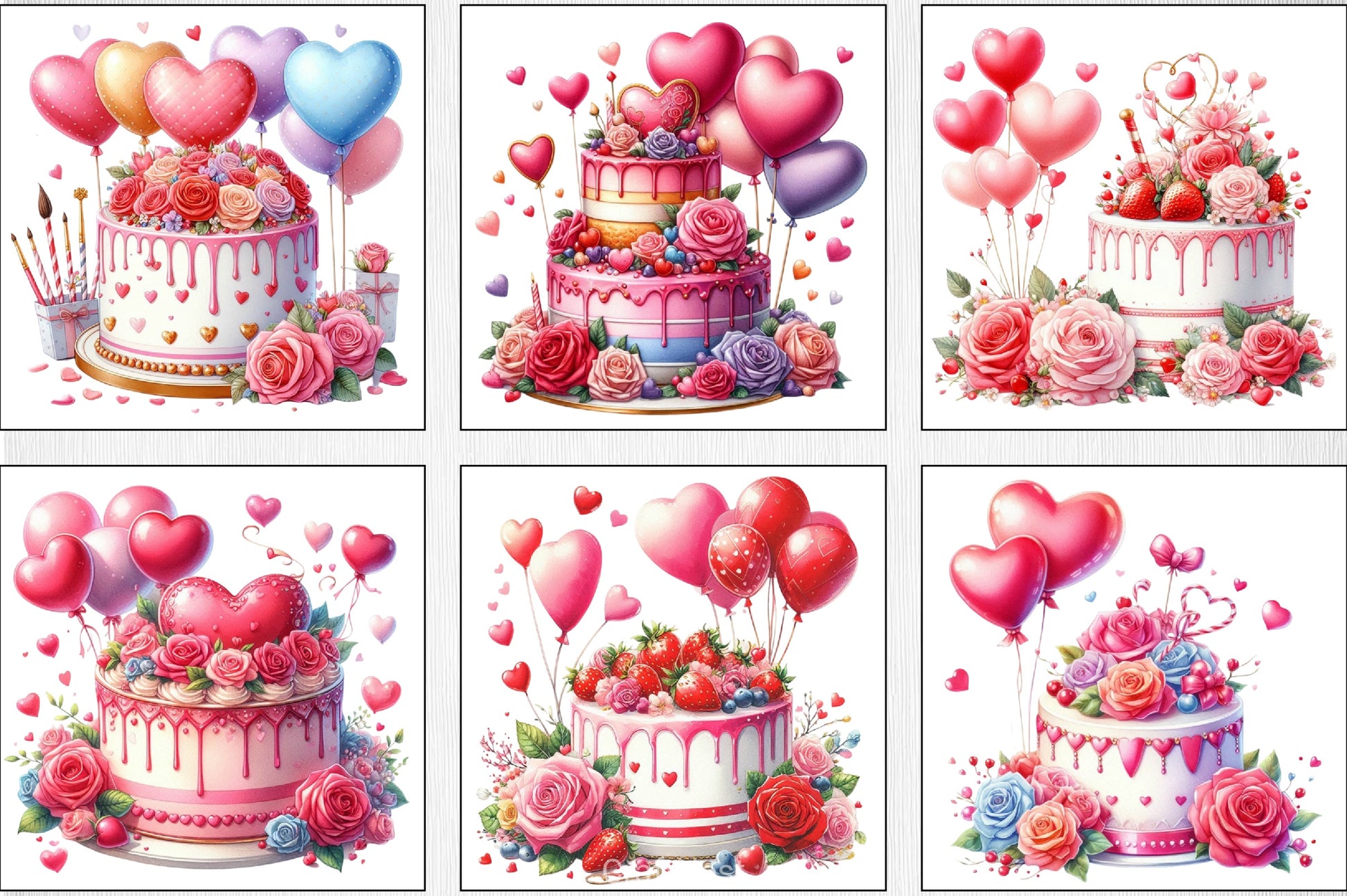 Valentine Cake Clipart Bundle - CraftNest - Digital Crafting and Art