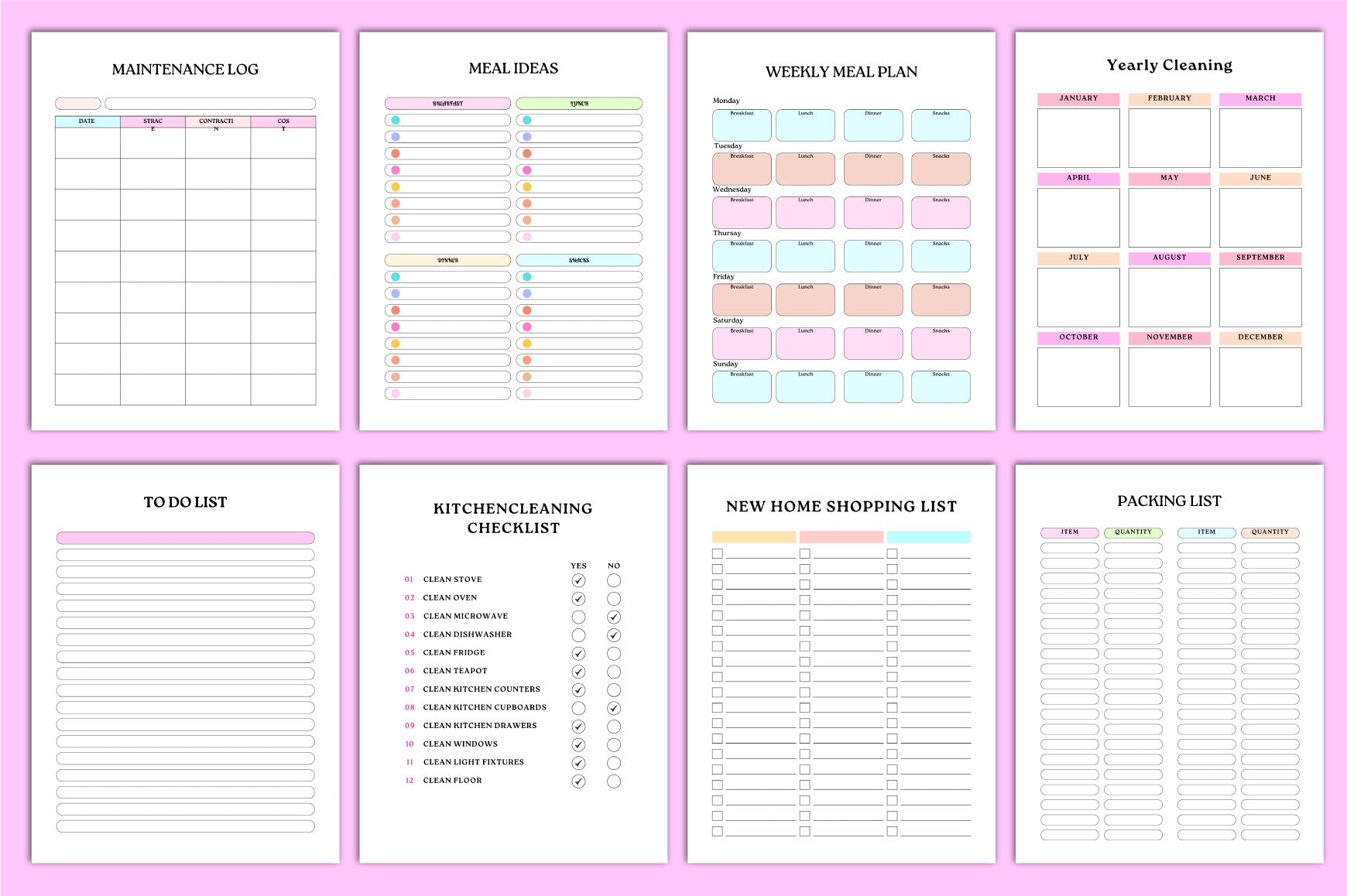 New Home Essentials Checklist Planner